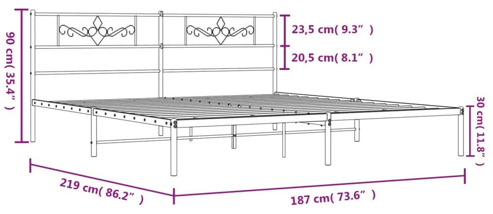 Estrutura de cama com cabeceira 183x213 cm metal branco