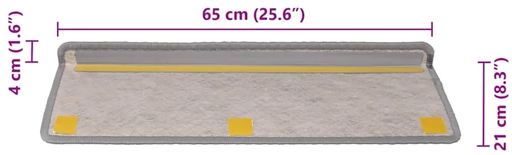 Tapetes escada adesivos aspeto sisal 30pcs 65x21x4 cm prateado