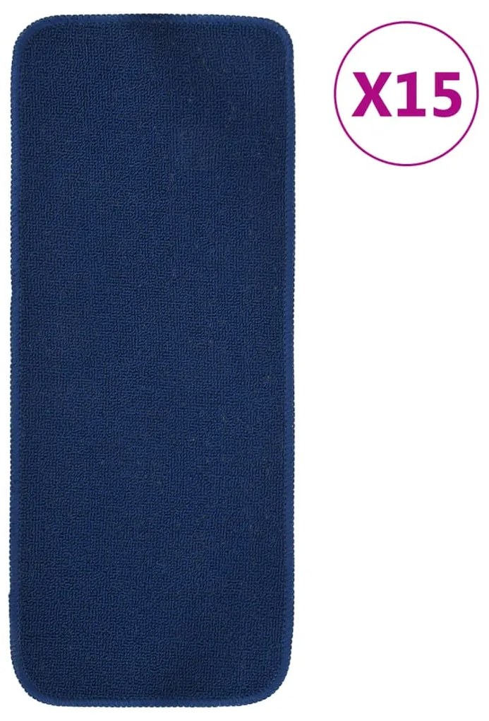 Tapetes antiderrapantes p/ escadas 15 pcs 60x25 cm azul marinho