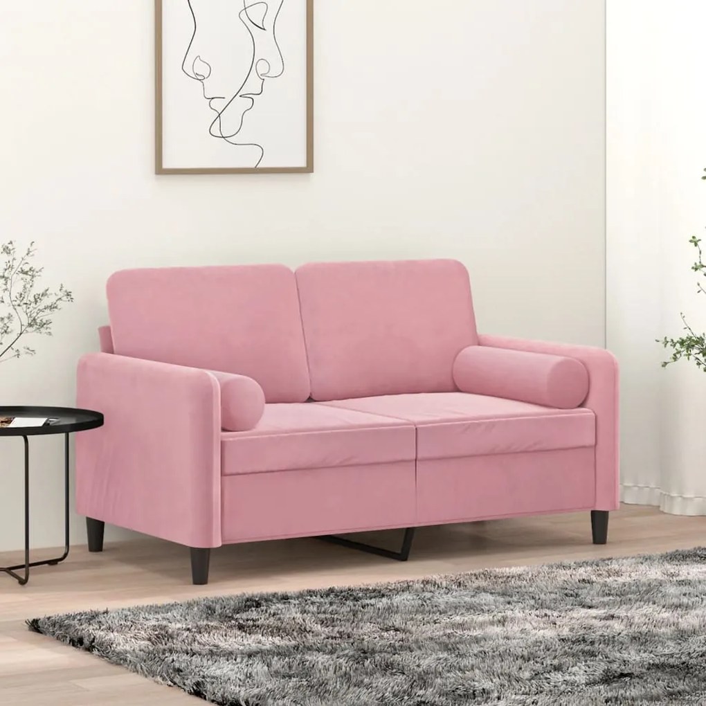 vidaXL Almofadas decorativas 2 pcs Ø15x50 cm veludo rosa