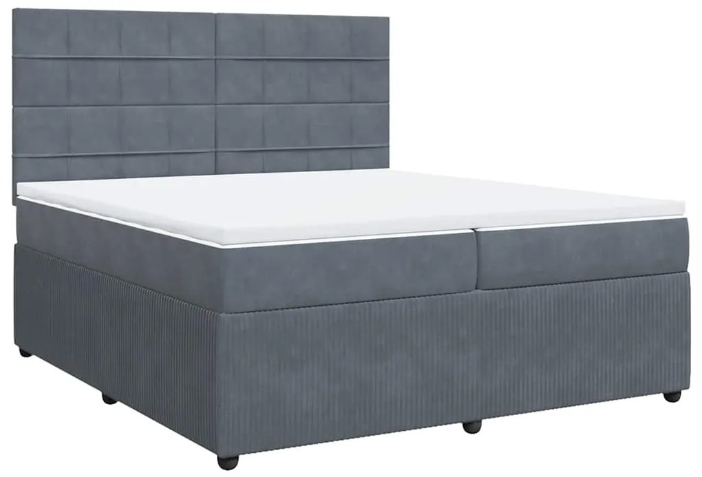 Cama com molas/colchão 200x200 cm veludo cinzento-escuro