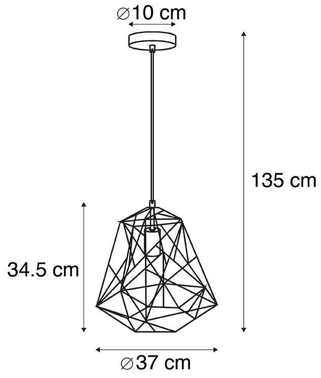 LED Candeeiro pendente industrial inteligente preto com Wi-Fi ST64 - Framework Basic Moderno