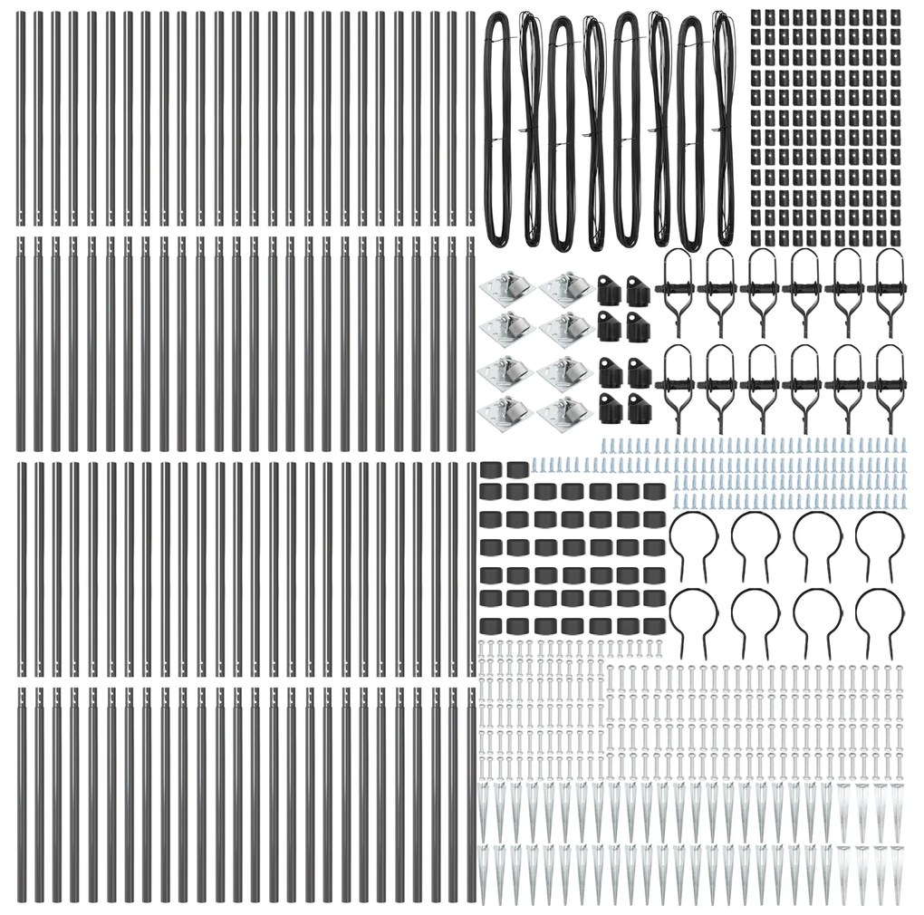 Postes de Cerca vidaXL com Ponta 52 pcs Ø32 mm 160 cm Aço Galvanizado