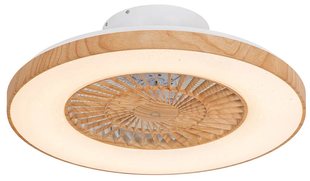 Ventilador de teto com impressão de madeira 60cm incl. LED regulável com controle remoto - Climo Rústico
