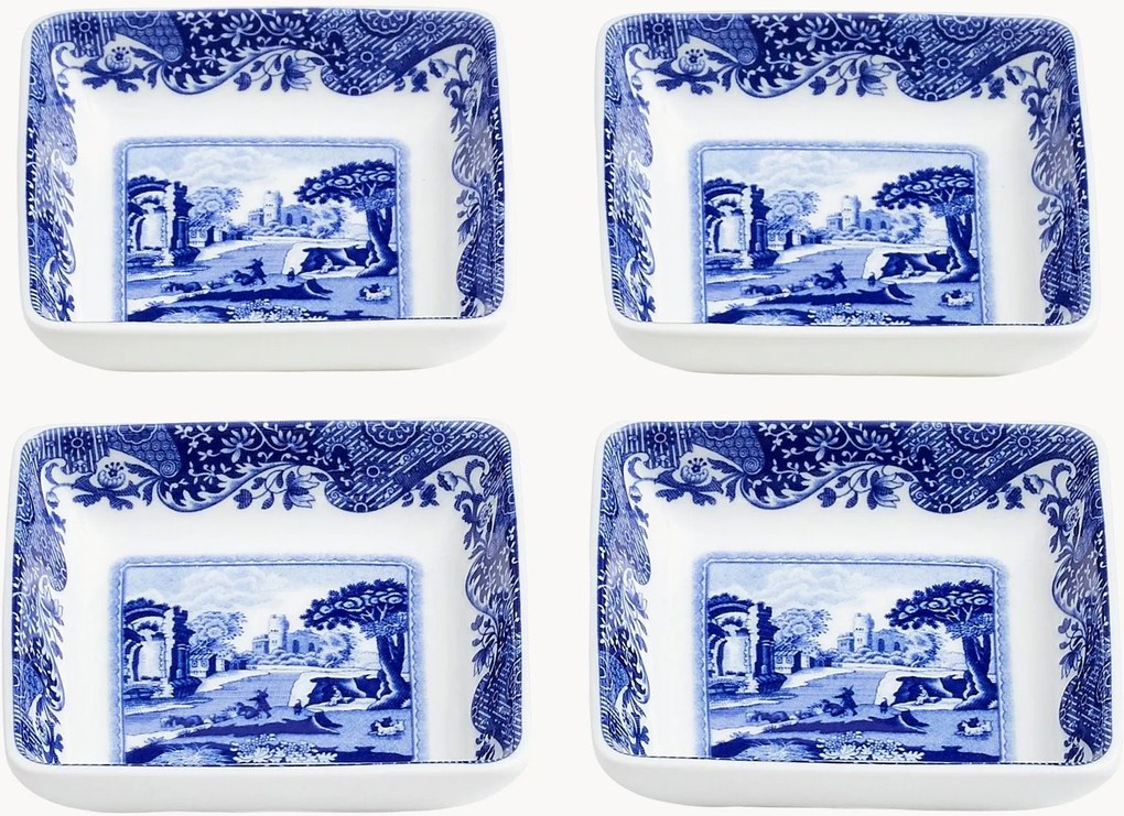 Pratos quadrados em porcelana Blue Italian, conjunto de 4