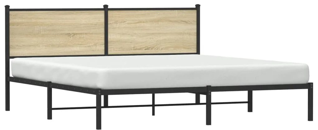 Estrutura de cama sem colchão 180x200cm metal carvalho sonoma