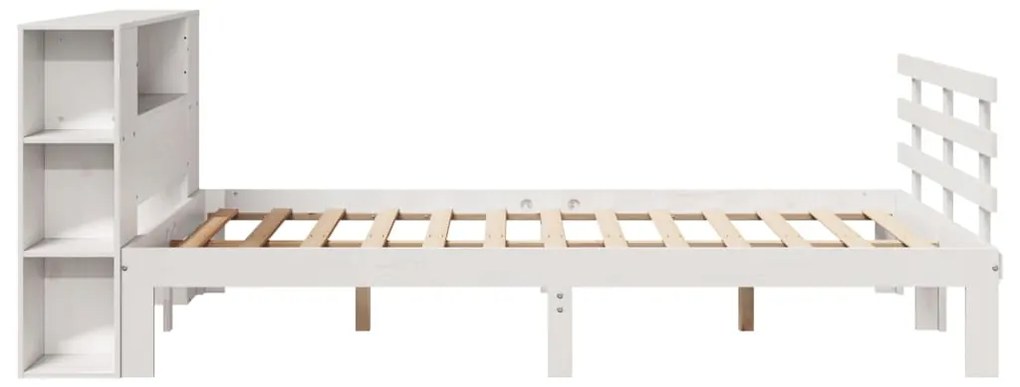 Cama com estante sem colchão 140x200 cm pinho maciço branco