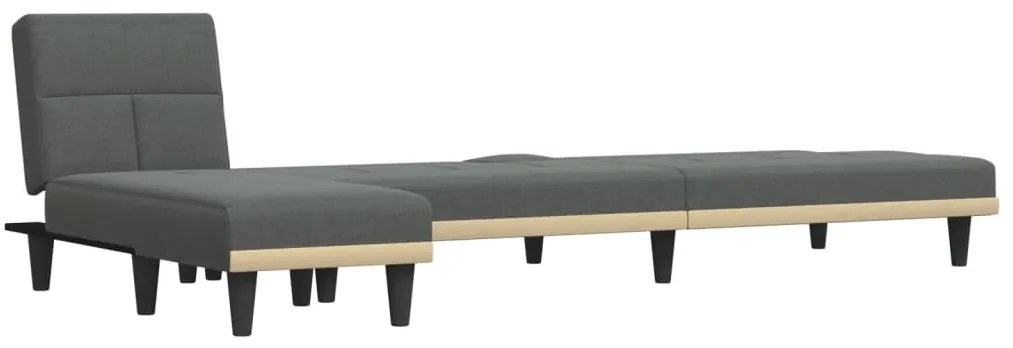 Sofá-cama em forma de L 255x140x70 cm tecido cinzento-escuro
