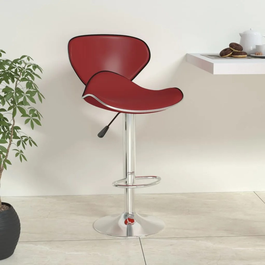 vidaXL Banco de bar couro artificial vermelho tinto