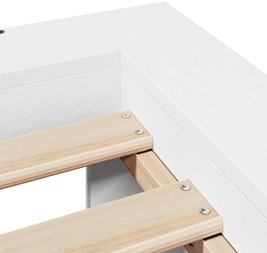 Cama sem colchão 200x200 cm madeira de pinho maciça branco