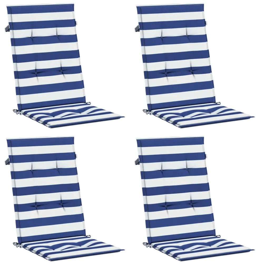 Almofadões cadeira encosto alto 4 pcs tecido riscas azul/branco