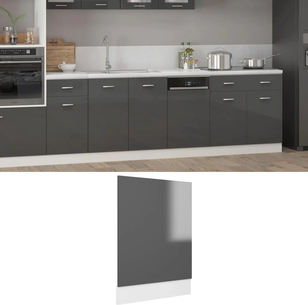 vidaXL Painel máquina lavar louça “Lyon” 45x3x67 cinzento