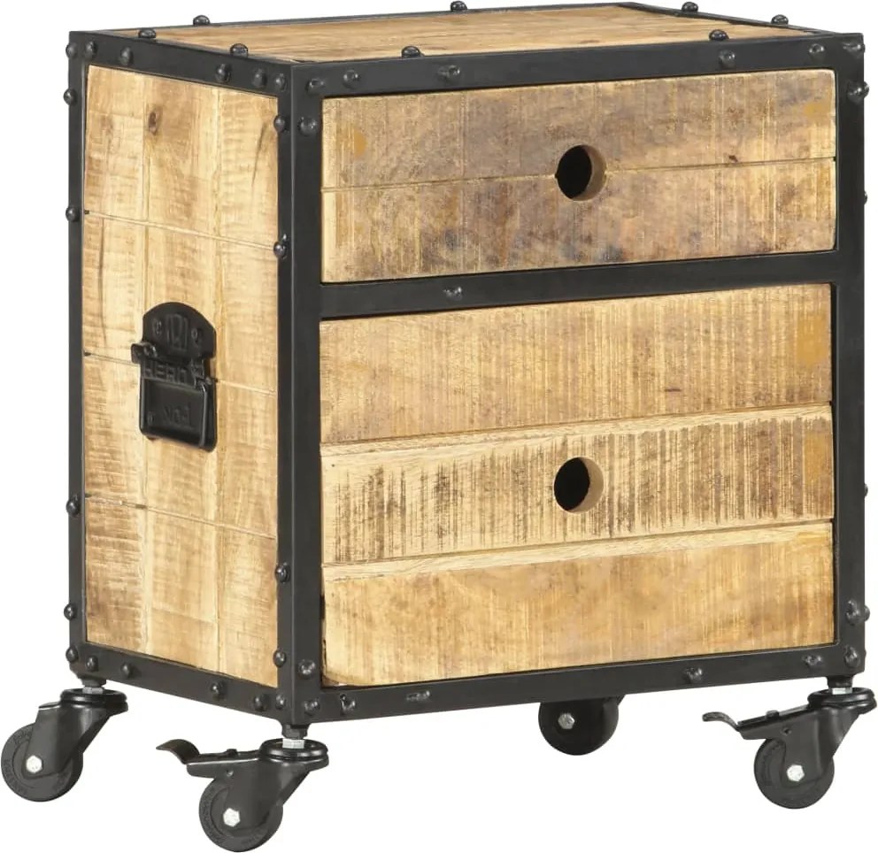 vidaXL Mesa de cabeceira 40x30x50 cm madeira de mangueira áspera