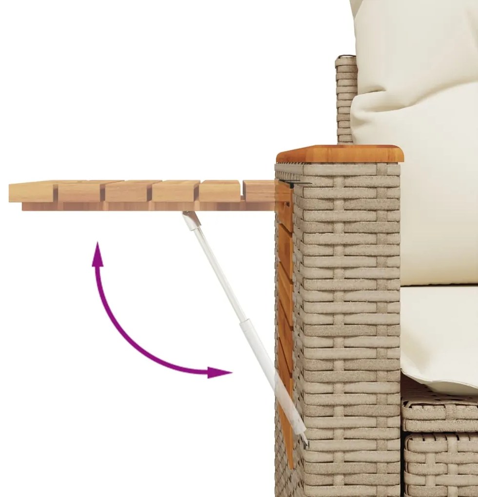 7 pcs conjunto de sofás p/ jardim com almofadões vime PE bege