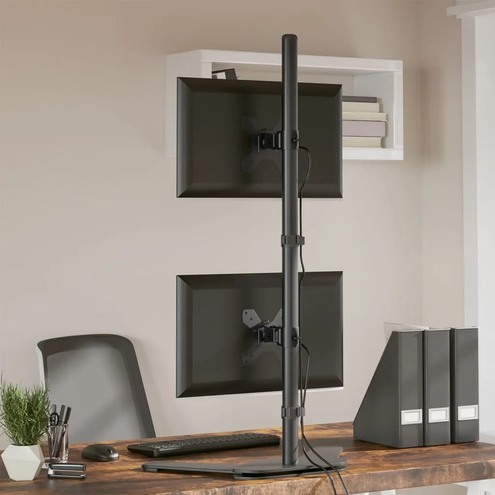 Suporte duplo para monitor VESA 75/100 mm aço preto