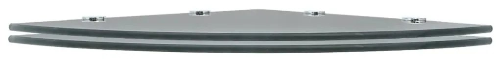 Prateleiras canto 2 pcs suportes cromados 45x45cm vidro preto