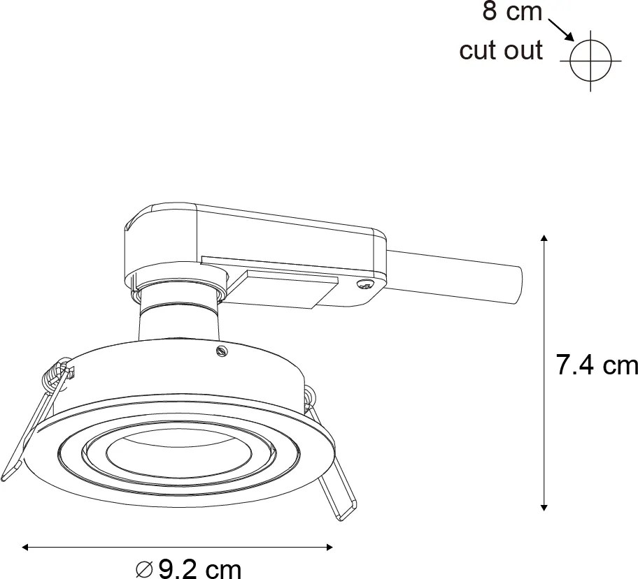 Foco embutido moderno Cinza-escuro GU10 50mm Redondo Inclinável - Rondoo