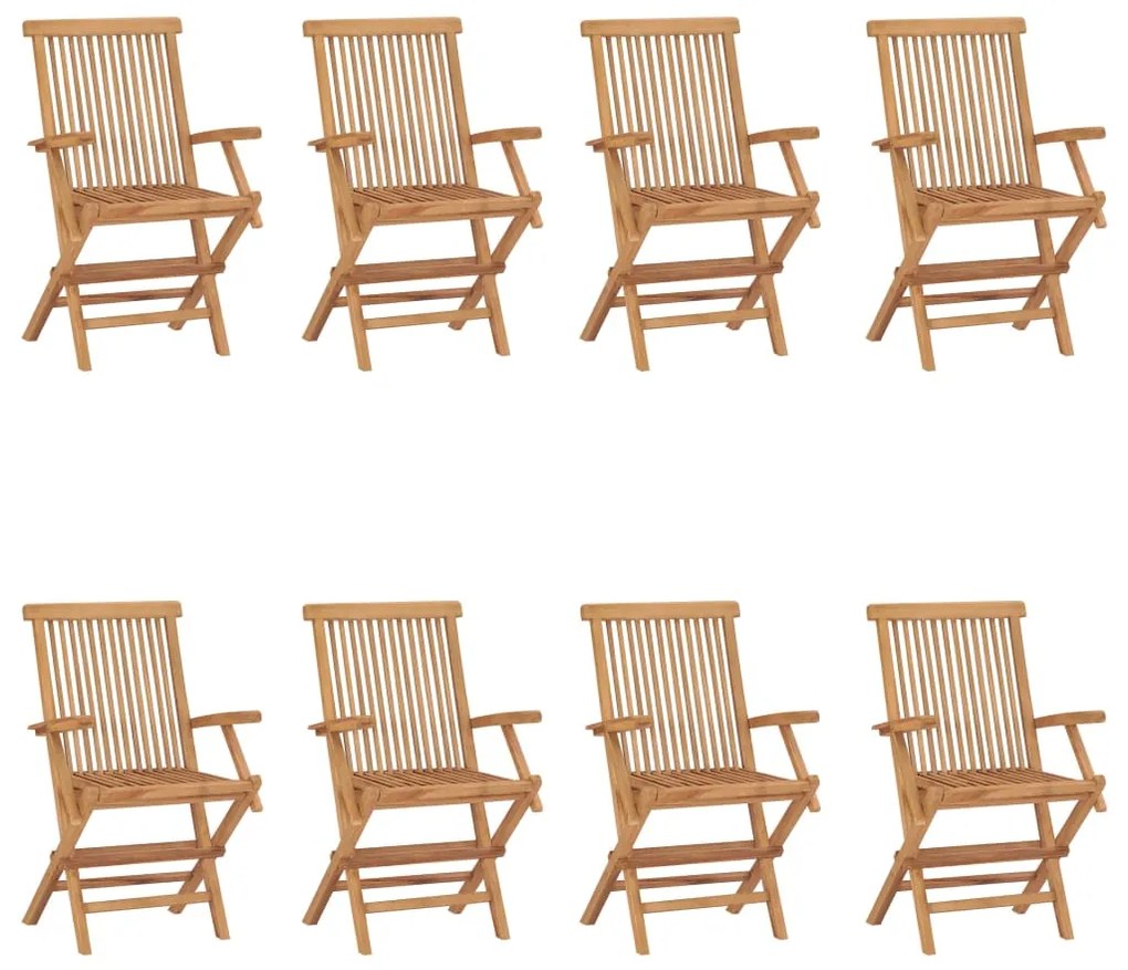 vidaXL Cadeiras de jardim dobráveis 8 pcs madeira de teca maciça