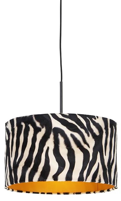Candeeiro de suspensão moderno preto com abajur de zebra 35 cm - Combi Moderno