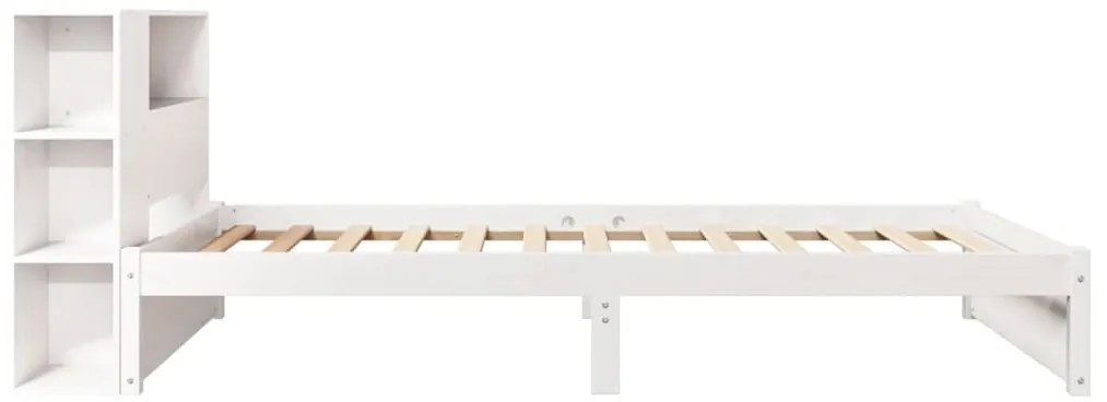 Cama com estante sem colchão 90x190 cm pinho maciço branco