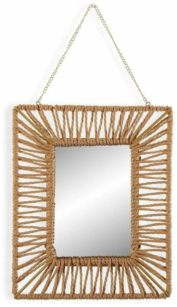 Espelho de parede Versa Veria Quadrado Espelho Rotim Bambu (2 x 23,5 x 28,5 cm)