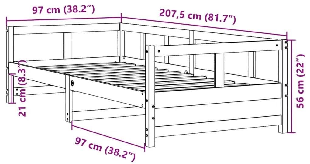 Sofá-cama 90x200 cm madeira de pinho maciça castanho cera