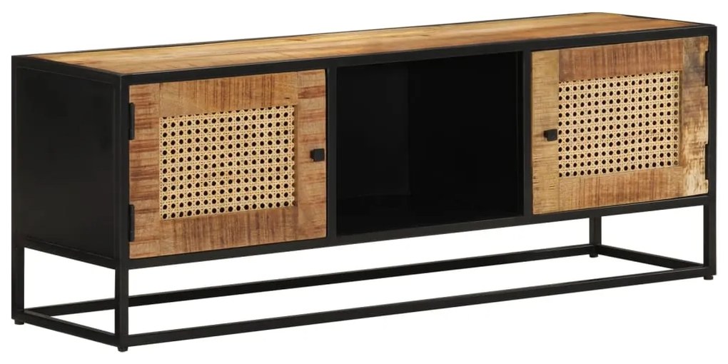 vidaXL Móvel de TV 110x30x40 cm madeira mangueira áspera maciça/ferro