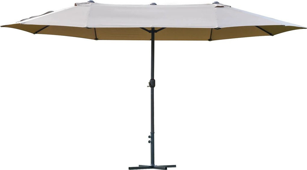 Outsunny Guarda-sol de jardim XXL com base em cruz guarda-sol grande tamanho 4,6L x 2,7l x 2,4H cm abertura fecho manivela aço poliéster alta densidade café | Aosom Portugal