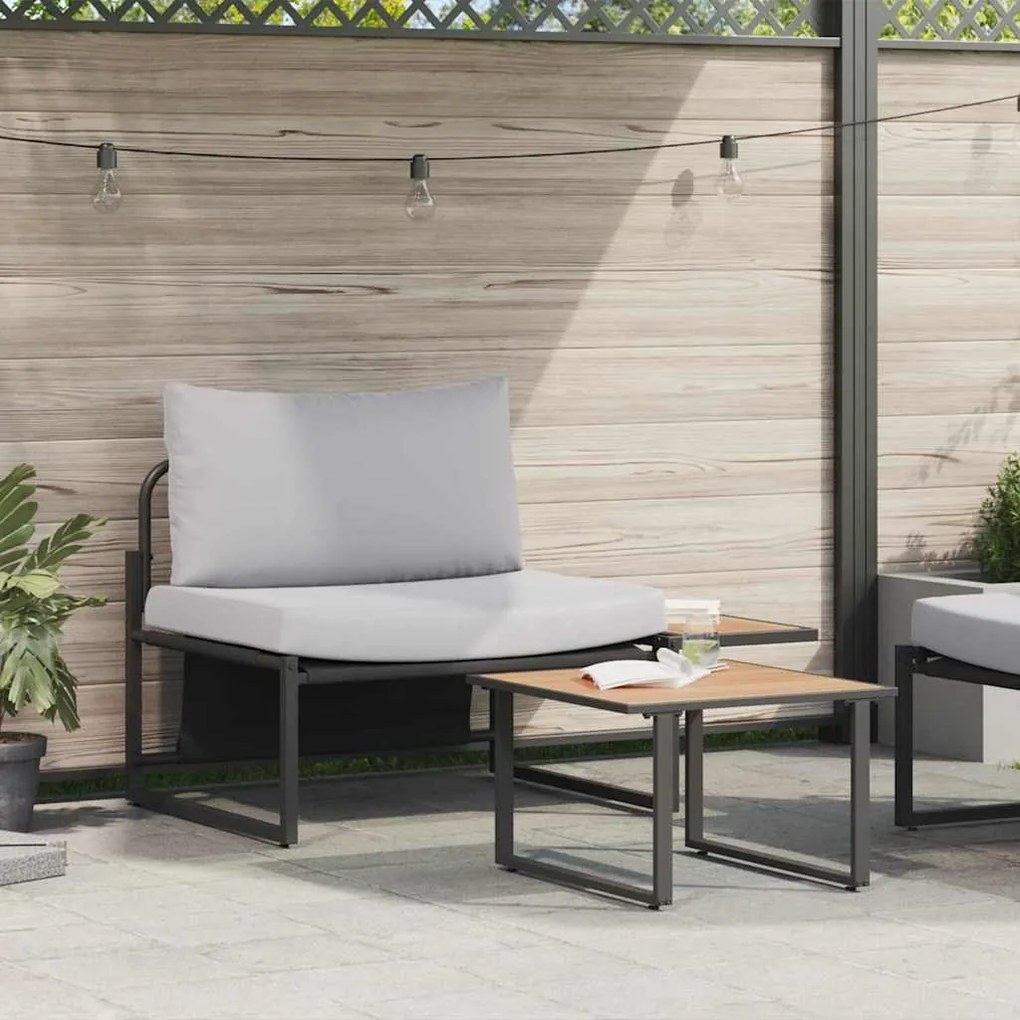 Conjunto de Sofá de Jardim de 2 Peças com Almofadas Cinzas Claras