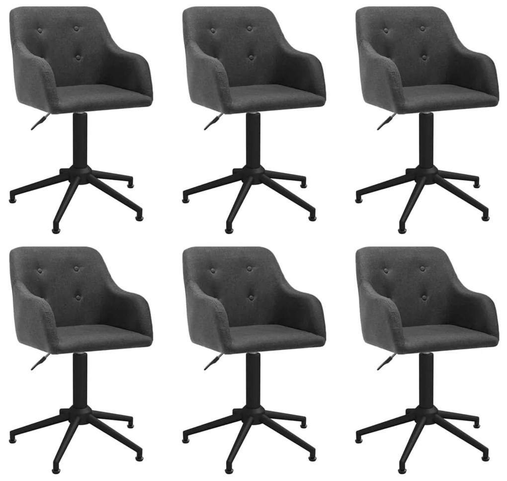 vidaXL Cadeiras de jantar giratórias 6 pcs tecido cinzento-escuro