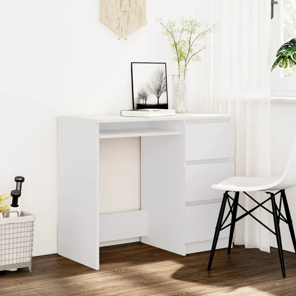 801373 vidaXL Secretária 90x45x76 cm contraplacado branco