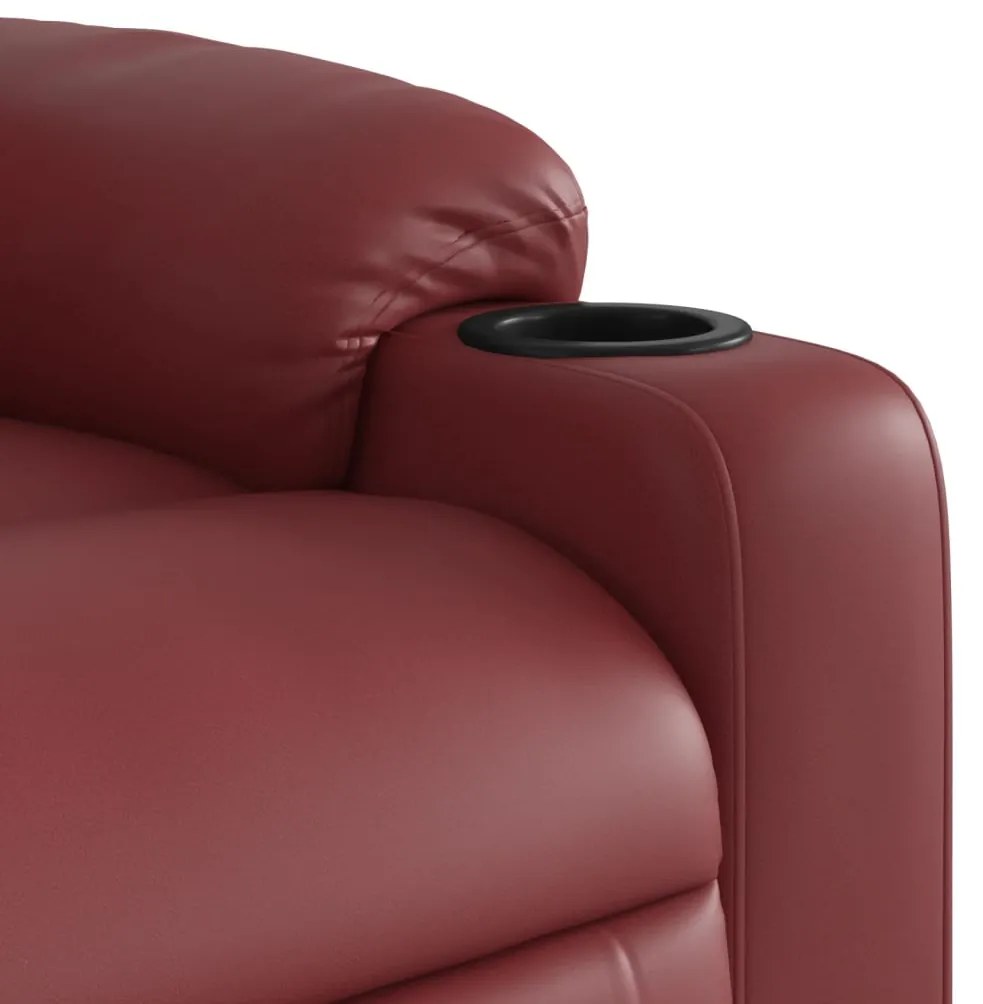 Poltrona reclinável couro artificial vermelho tinto