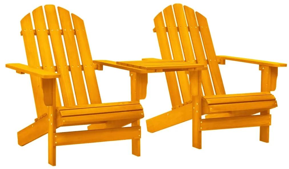 315898 vidaXL Cadeiras jardim Adirondack + mesa centro madeira abeto laranja