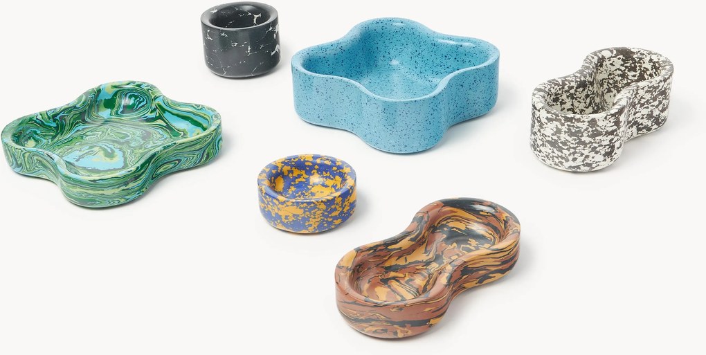 Taças decorativas em mármore artificial Elara, conjunto de 2