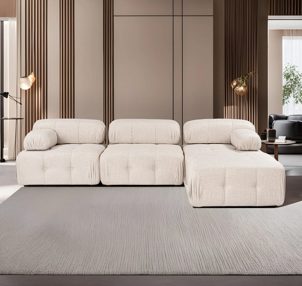 Sofá de Canto Doblo – Castanho Claro – 300x200 cm