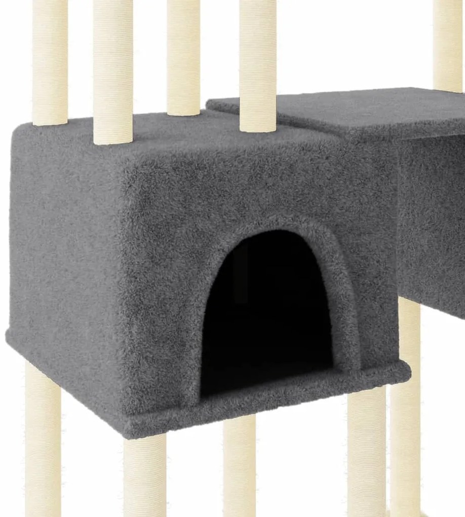 Árvore p/ gatos c/ postes arranhadores sisal 199cm cinza-escuro