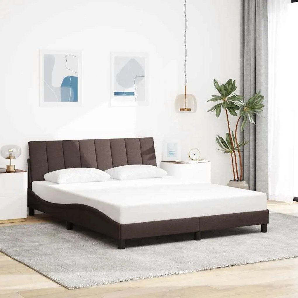vidaXL Estrutura de cama sem colchão Hanko 160x200 cm tecido castanho-escuro