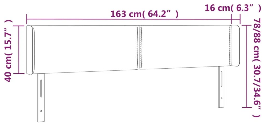Cabeceira cama c/ luzes LED tecido 163x16x78/88cm cinza-escuro