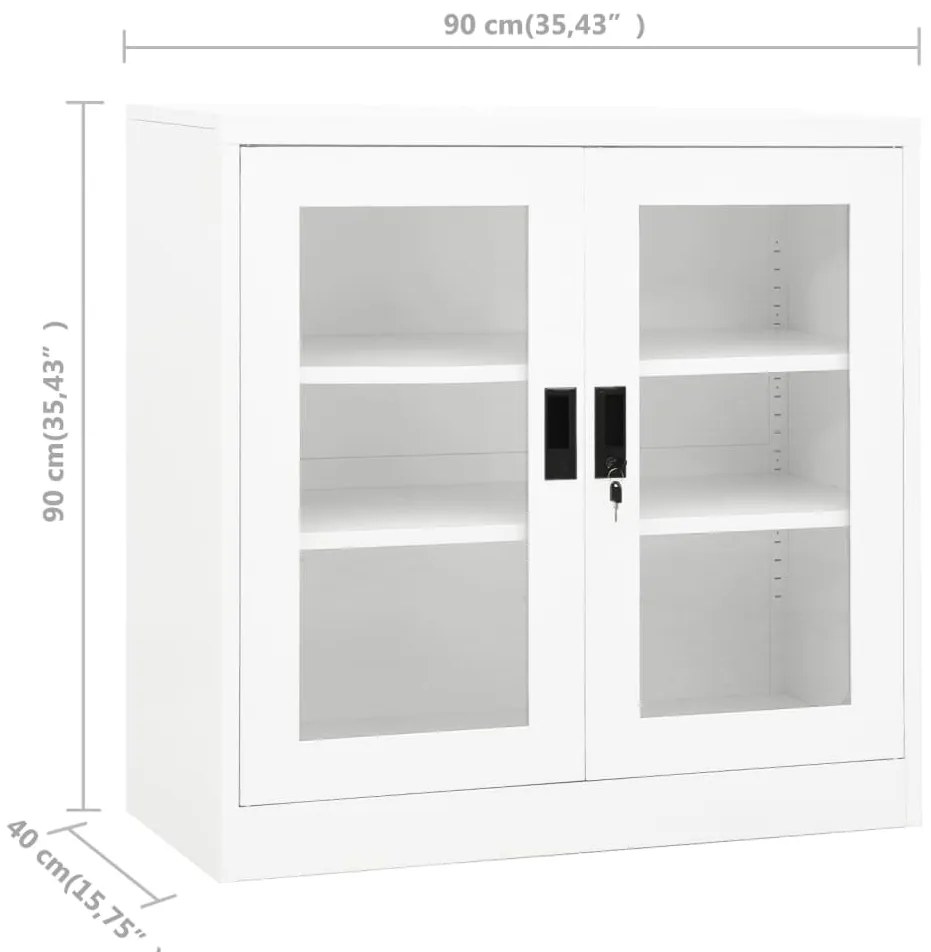 Armário de escritório 90x40x90 cm aço branco