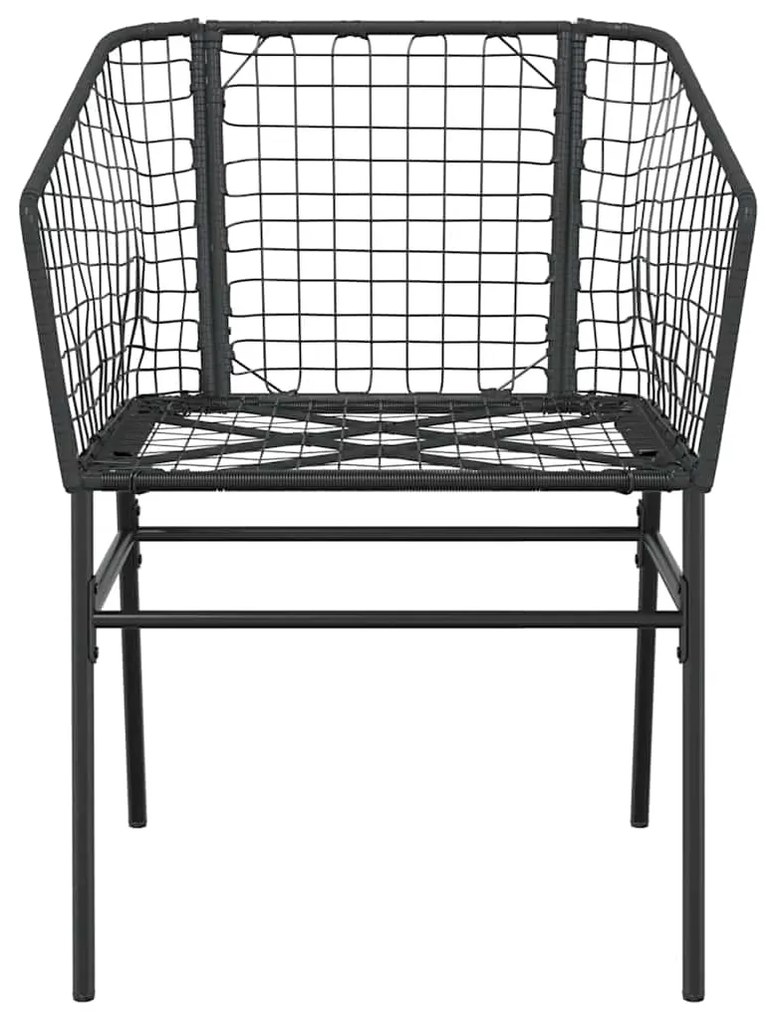 Conjunto de jantar jardim 5 peças vidro vime PE preto