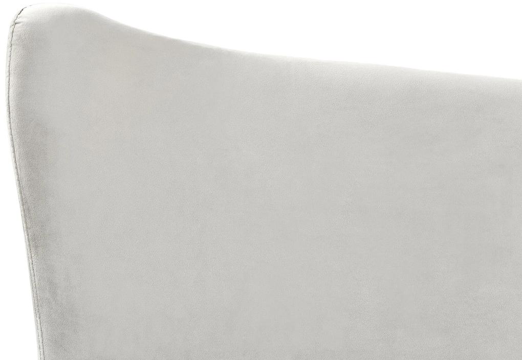 Cama de casal em veludo cinzento claro 140 x 200 cm CHALEIX Beliani