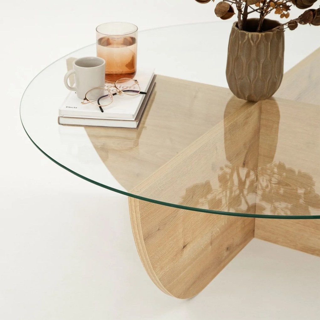 Mesa de Café Lily - Carvalho Safira - 90x30x90 cm