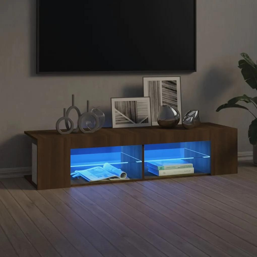 815695 vidaXL Móvel de TV com luzes LED 135x39x30 cm cor carvalho castanho