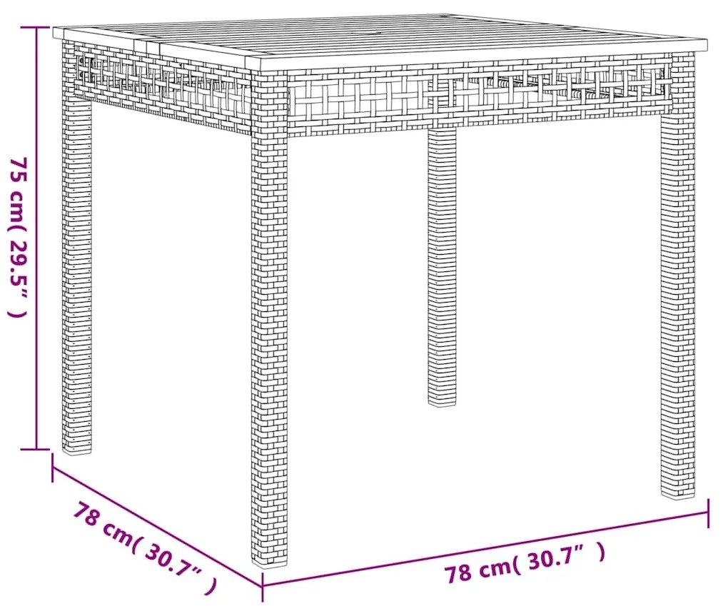 3 pcs conjunto de jantar p/ jardim com almofadões vime PE bege