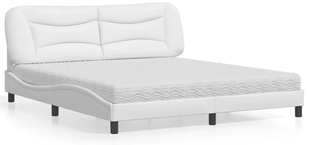 vidaXL Cama com colchão 180x200 cm couro artificial branco