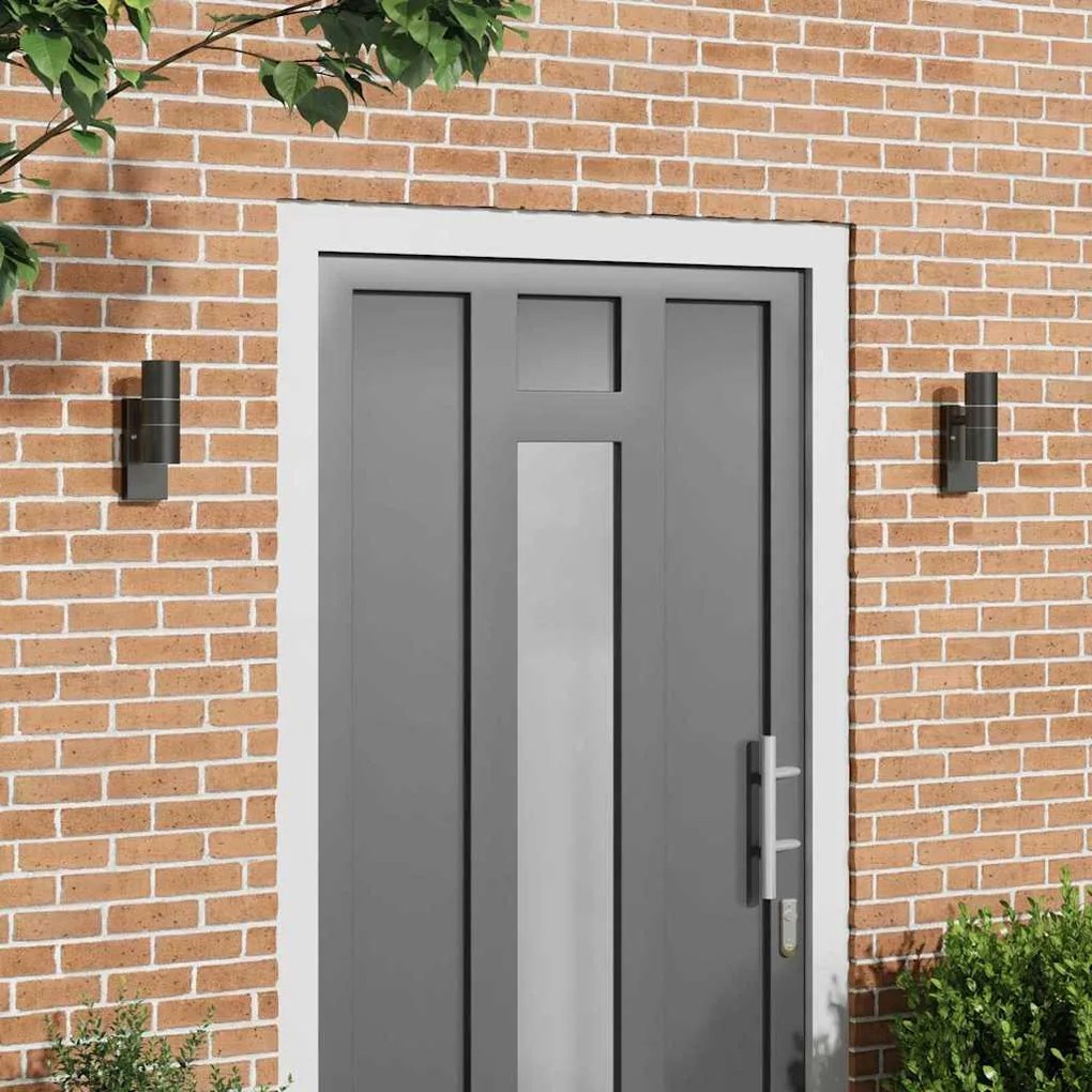vidaXL Luzes de Parede Externas 2 pcs Aço Inoxidável Preto IP44