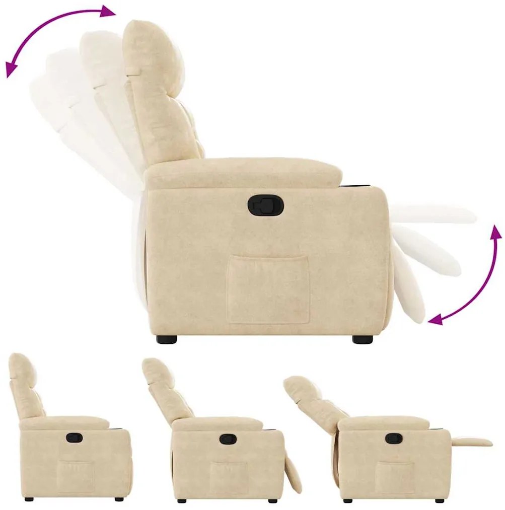 Poltrona reclinável tecido de microfibra cor creme