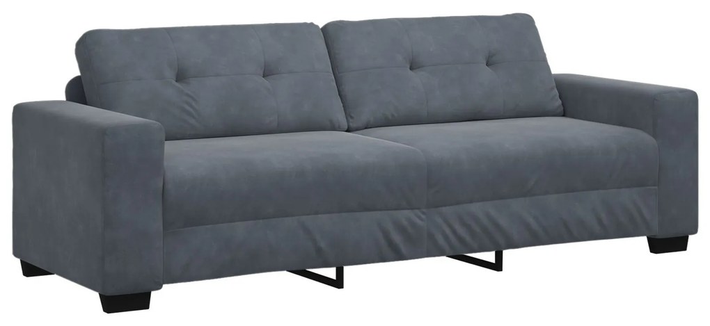 Conjunto de Sofá 3 Peças com Almofadas de Veludo Cinza Escuro