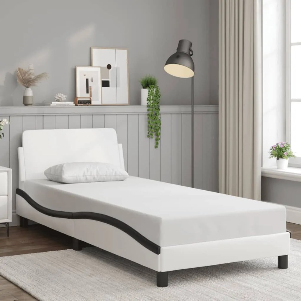 Estrutura de cama c/ cabeceira couro artificial 90x190cm
