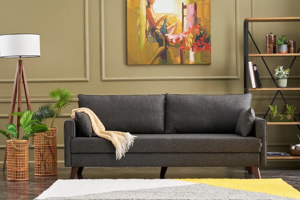 Sofá-Cama de 3 Lugares Bella – Antracite – 208 x 85 x 81 cm